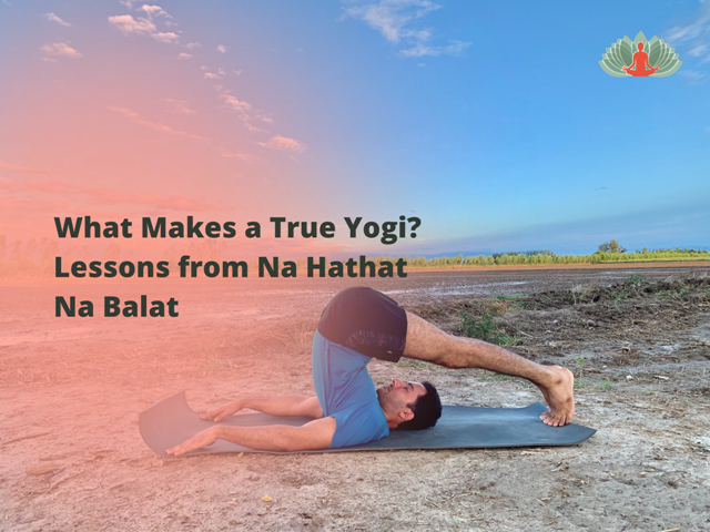 A calm and focused yoga practitioner meditating in nature, symbolizing balance, inner peace, and the gentle path of true yoga.